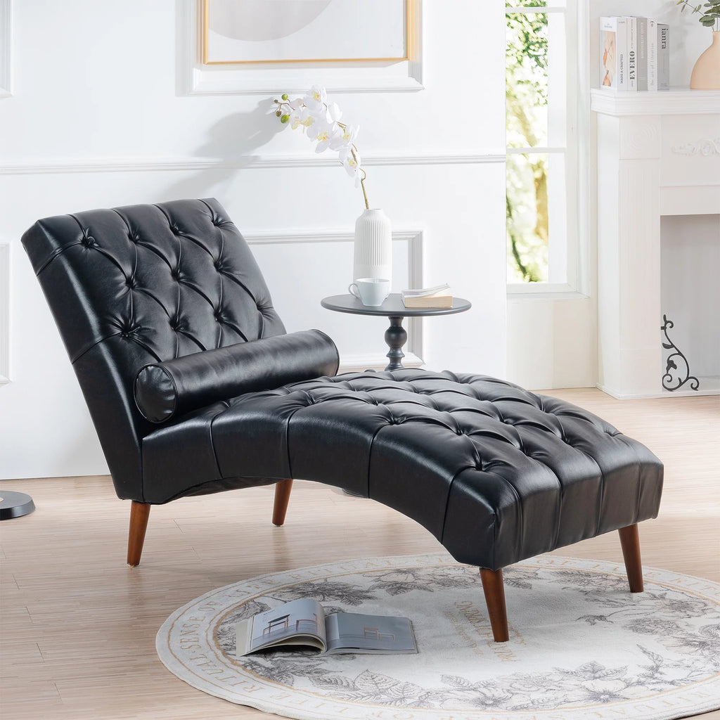 Faux Leather Button Tufted Chaise Lounge N361736