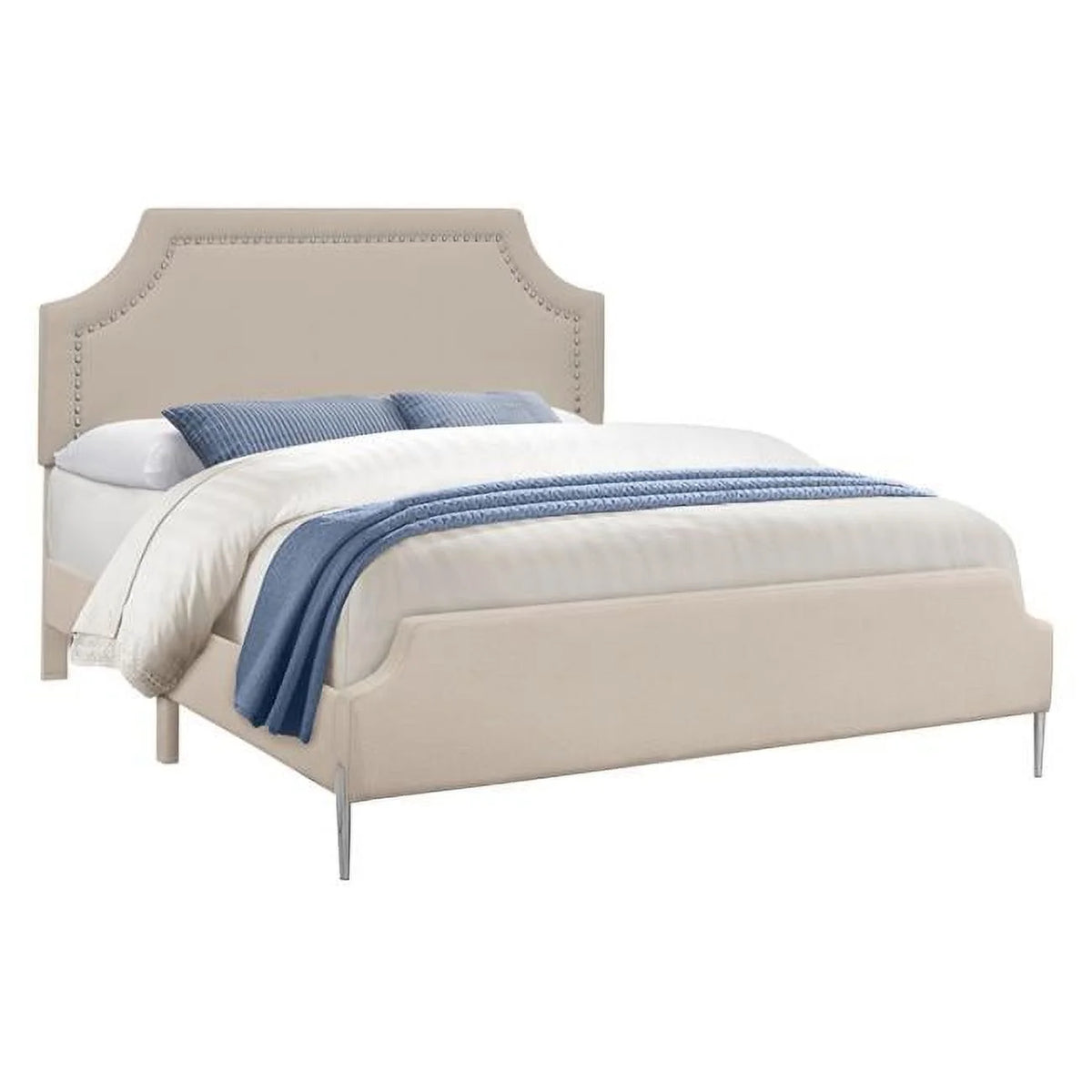 Beige Linen Look Queen Size Bed K723445