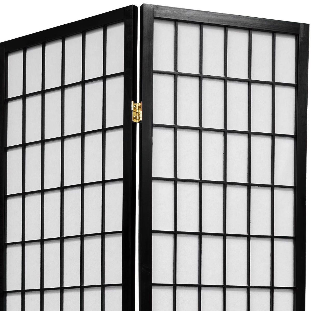 Black 3 Panel 5 ft. Tall Window Pane Shoji Screen H2325