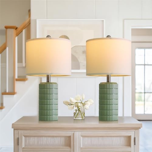 Small Modern Ceramic Table Lamps Set of 2 White Beige A932340
