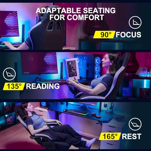 Black Ergonomic Gaming Chair with Footrest M475