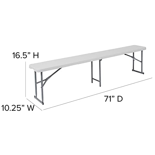 Bi-Fold Granite White Plastic Bench with Carrying Handle J74363