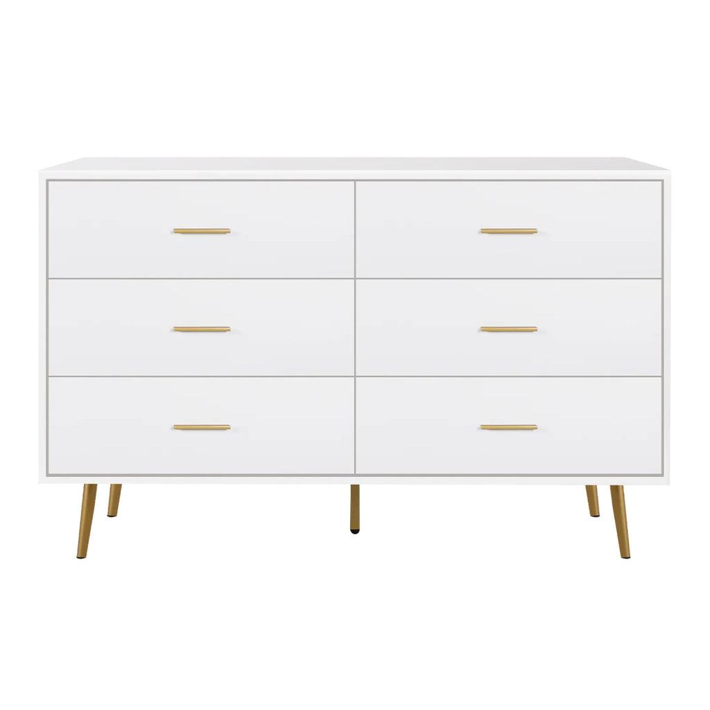 Wood 6 Drawer Dresser with Metal Handles M94382