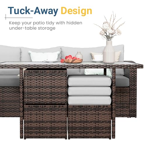 7 Piece All Weather Wicker Outdoor Sofa Set with Ottoman P750766