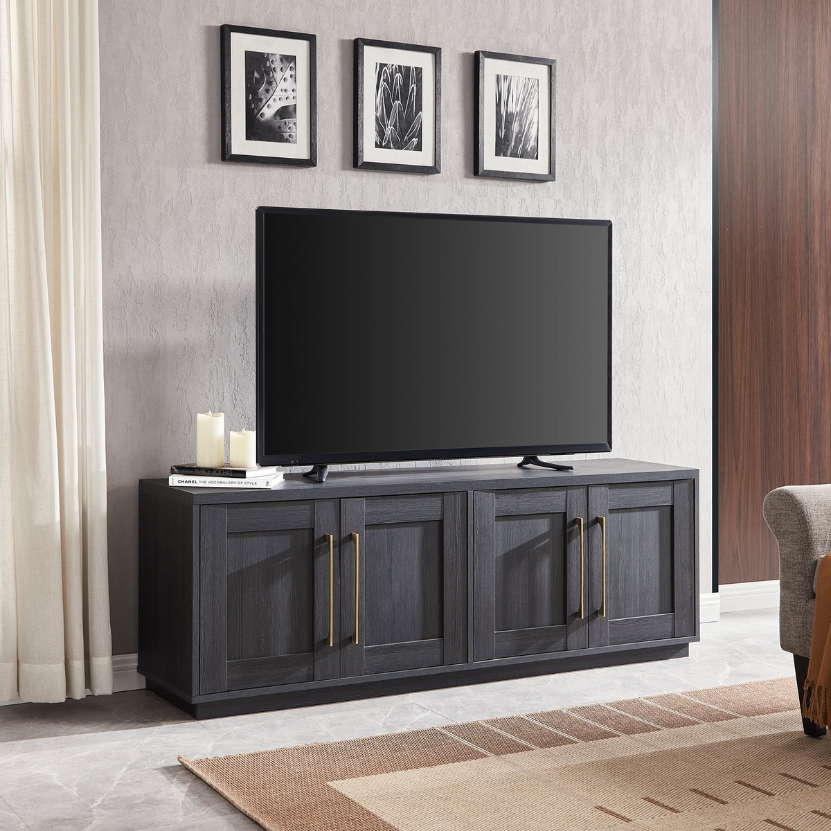 Charcoal Gray Rectangular TV Stand B600