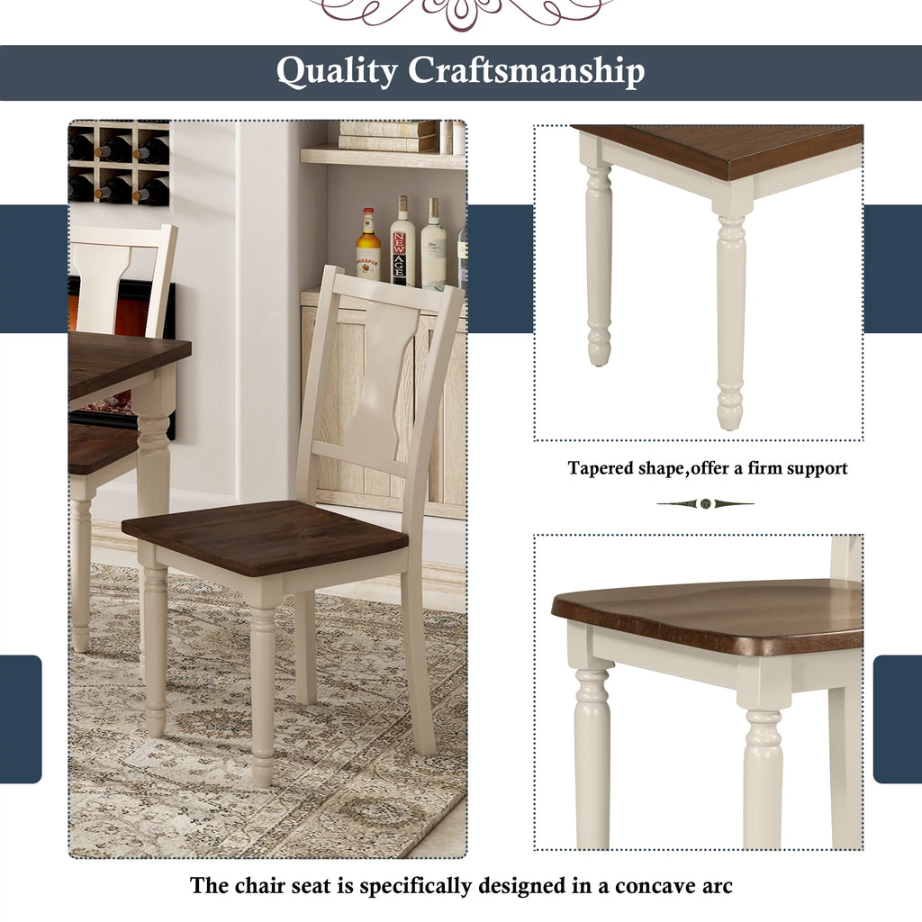 6-Piece Wooden Dining Table and 4 Chairs with Bench G498