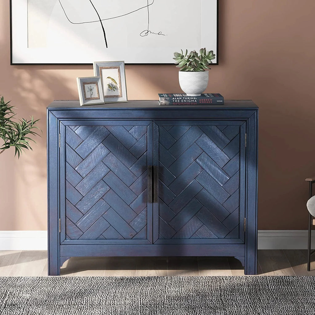 Wood Storage Cabinet Console Table 2-Door 2-Shelf F27516