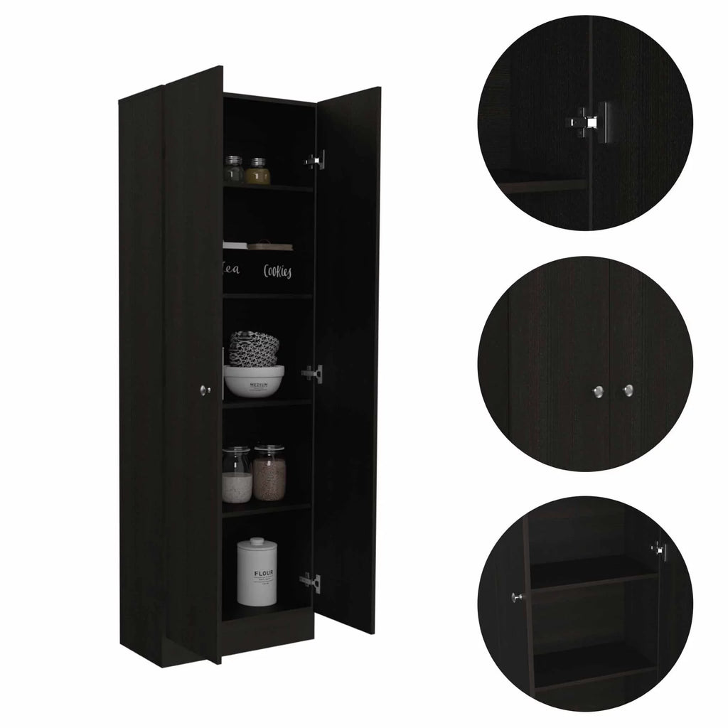 Dark Brown & Black Double Door Cabinet M9170