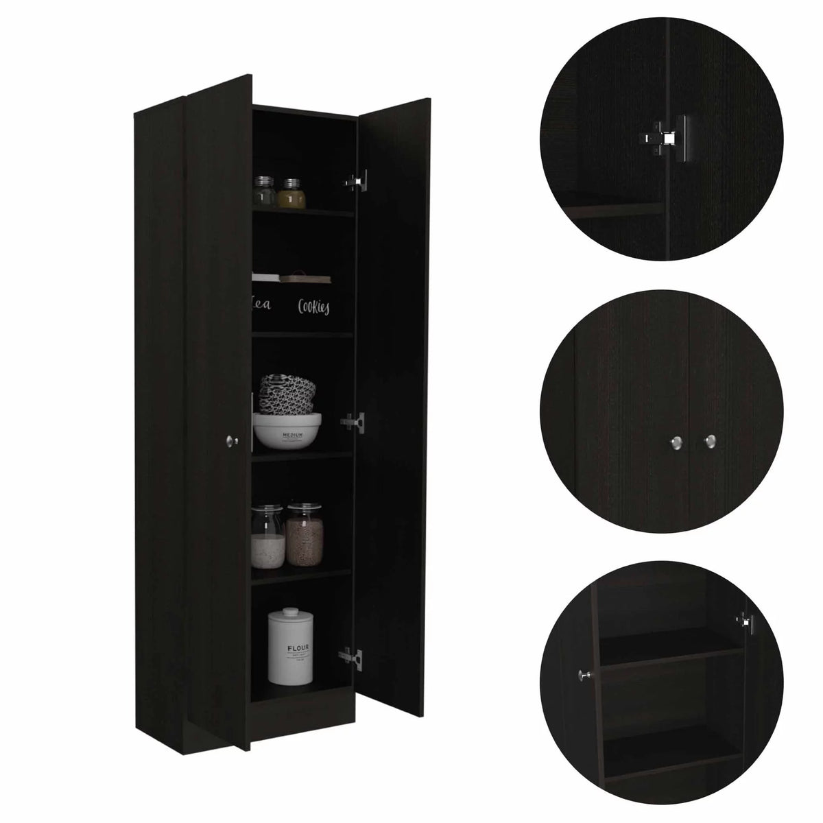 Dark Brown & Black Double Door Cabinet M9170