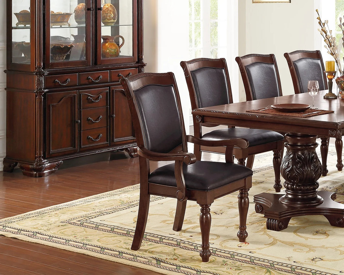 Set of 2 Brown Faux Leather Upholstered Rubberwood Arm Chairs U793