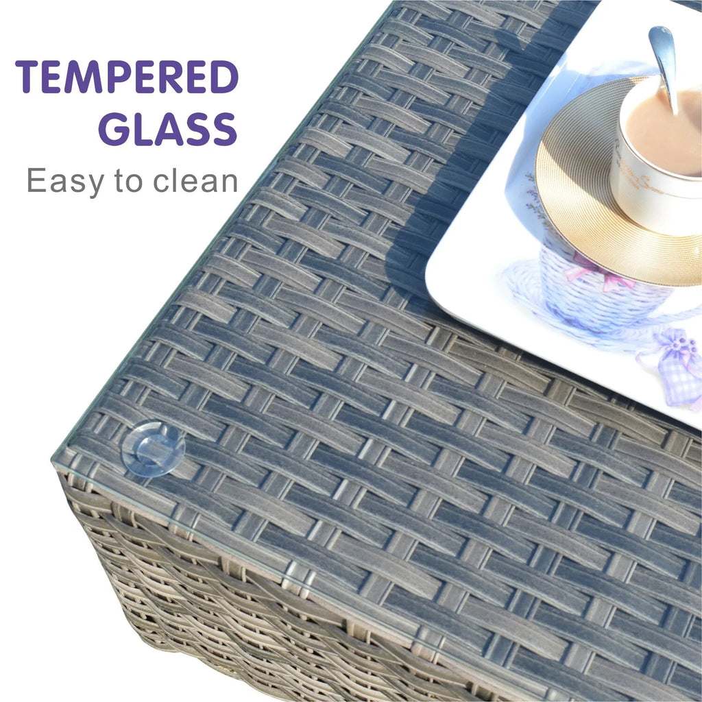 Outdoor Wicker Coffee Table with Glass Top C3803