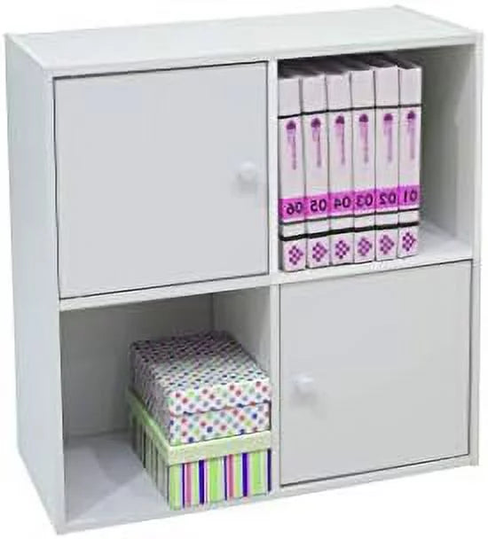 Contemporary White Wood 2 Cube 2 Cabinet Bookcase A485322
