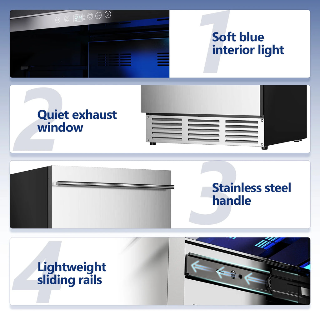 4.9Cu.ft. Double Drawer Stainless Steel Beverage Refrigerator B7823