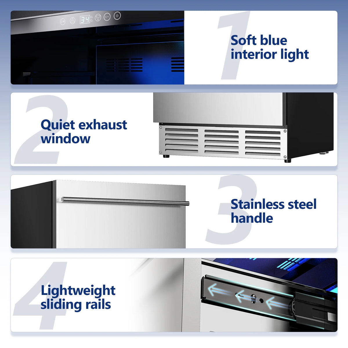 4.9Cu.ft. Double Drawer Stainless Steel Beverage Refrigerator B7823