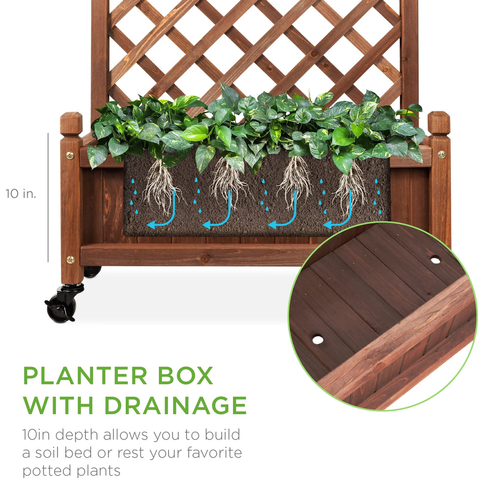 48in Wood Planter Box with Trellis L519844