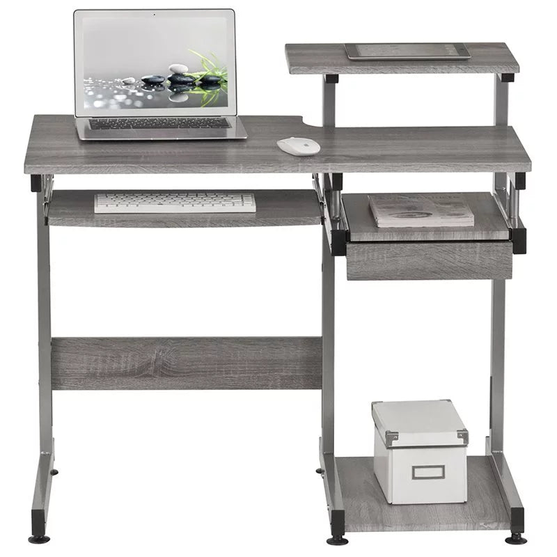 Contemporary Gray Engineered Wood Computer Desk G62497