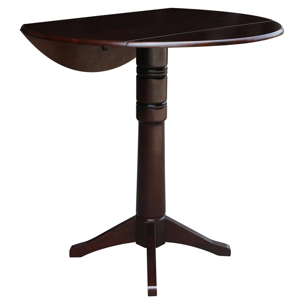 42" Round Dual Drop Leaf Pedestal Table Espresso A2589
