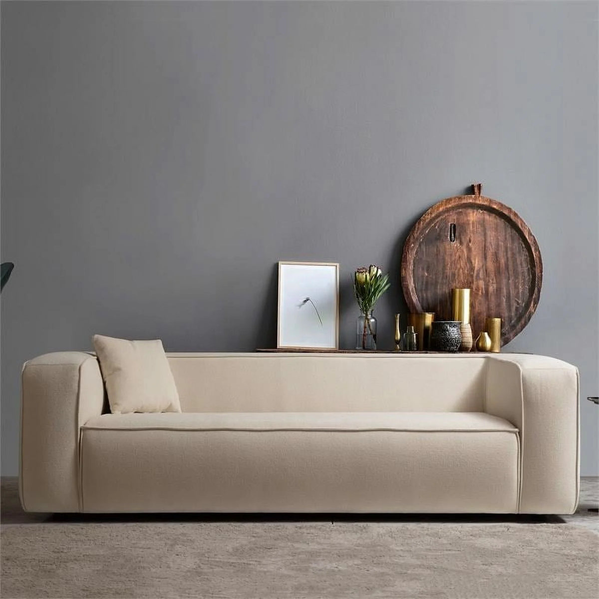 Cream Boucle Fabric Sofa I892178