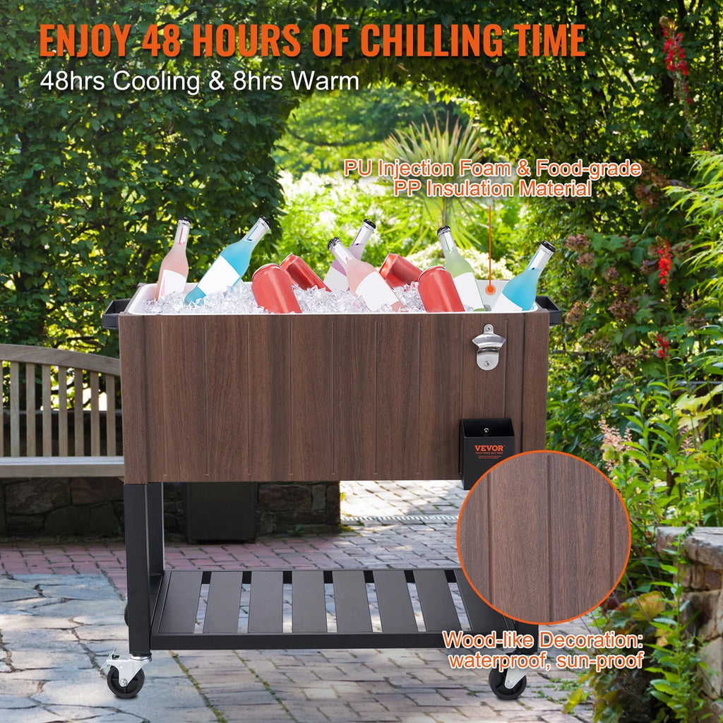 80Qt Rolling Cooler Cart with Bottle Opener D163263