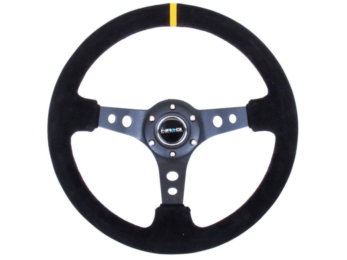 Black Suede Steering Wheel with Round Holes U638