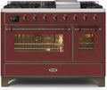 48 Dual Fuel Propane Gas Range in Burgundy with Bronze Trim N935
