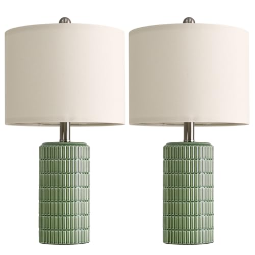 Small Modern Ceramic Table Lamps Set of 2 White Beige A932340