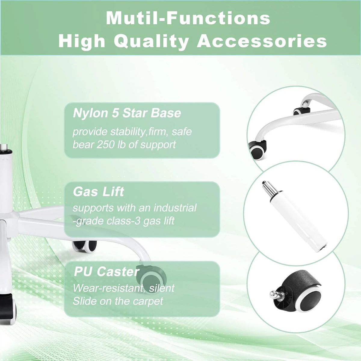 Ivory White Leather Office Chair with Flip Up Armrest P518