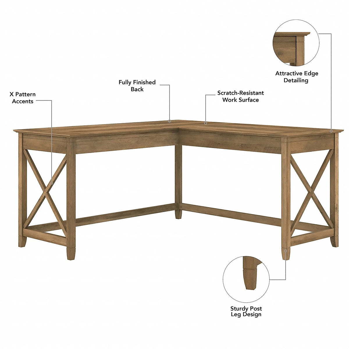 L Desk with Mobile File Cabinet in Reclaimed Pine Engineered Wood K779477