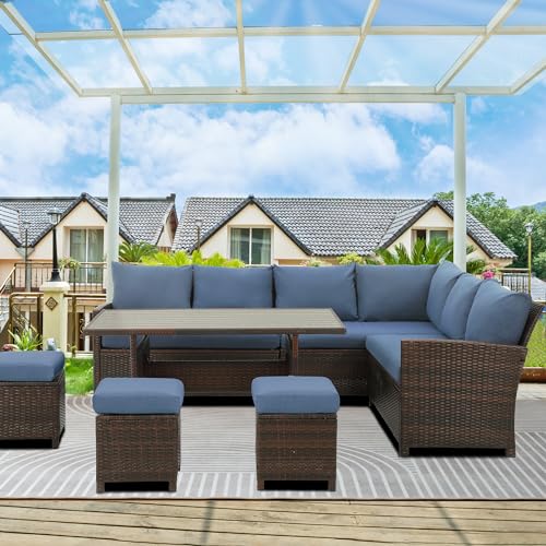 7 Piece All Weather Wicker Outdoor Sofa Set with Ottoman P750766