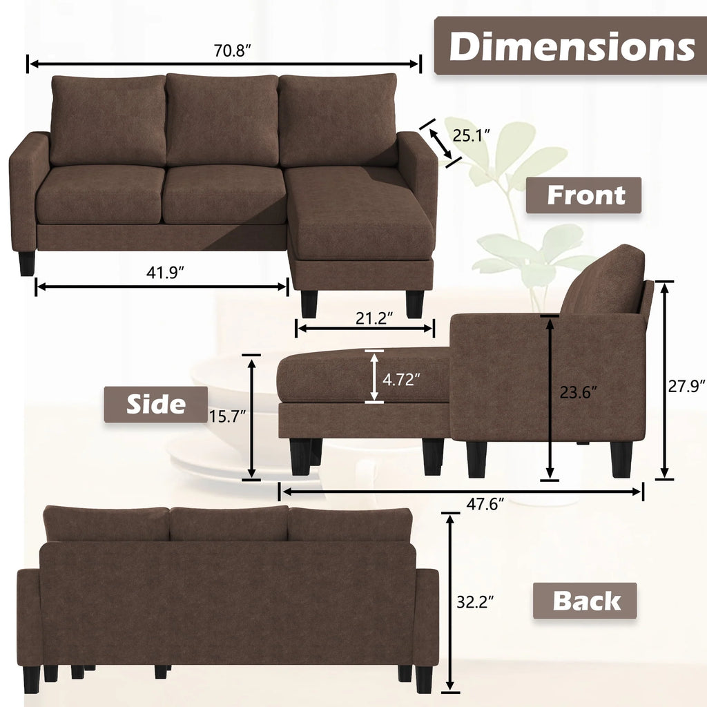 Light Gray L-Shaped Sectional Sofa X267
