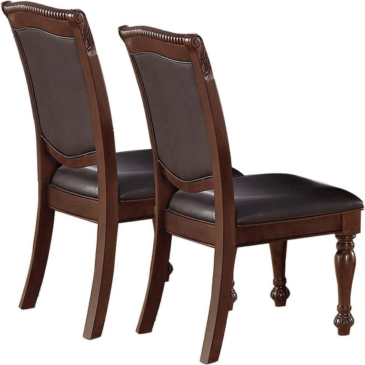 Set of 2 Brown Faux Leather Upholstered Rubberwood Arm Chairs U793
