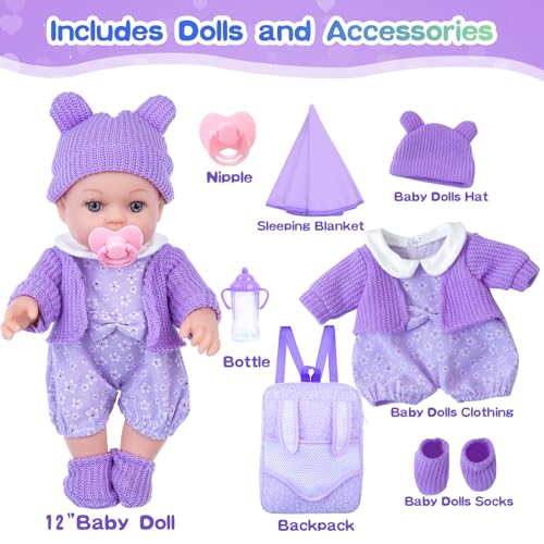 12 Inch Baby Doll Playset with Washable Dolls and Accessories R1982