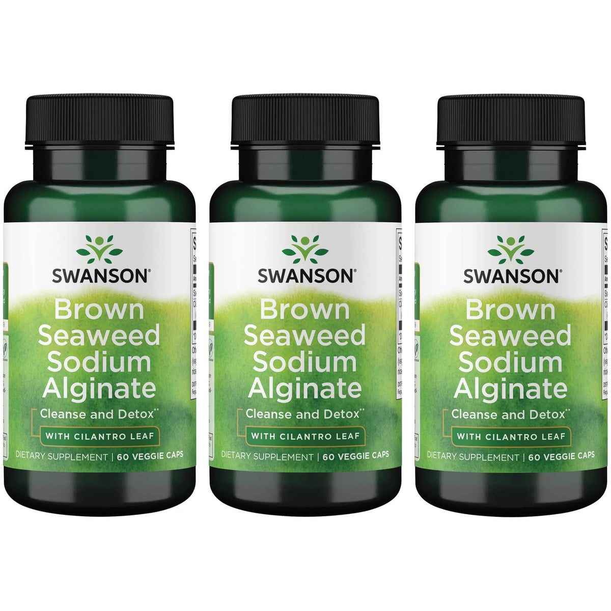 Brown Seaweed Sodium Alginate with Cilantro Leaf 60 Veg Caps 3 Pack Q29219