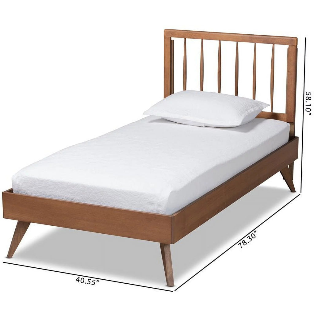 Ash Walnut Finished Wood Twin Size Platform Bed H946