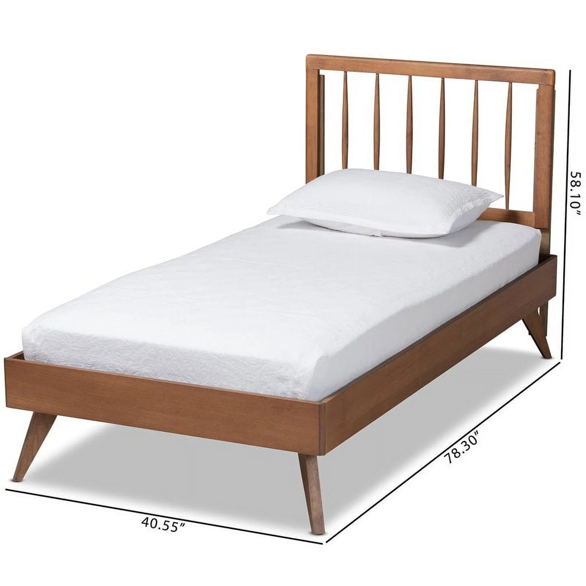 Ash Walnut Finished Wood Twin Size Platform Bed H946