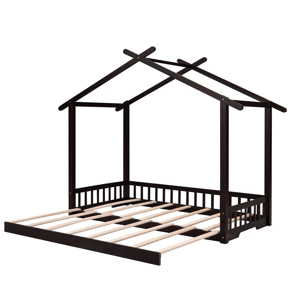 Twin Size Wooden House Bed with Trundle L97214