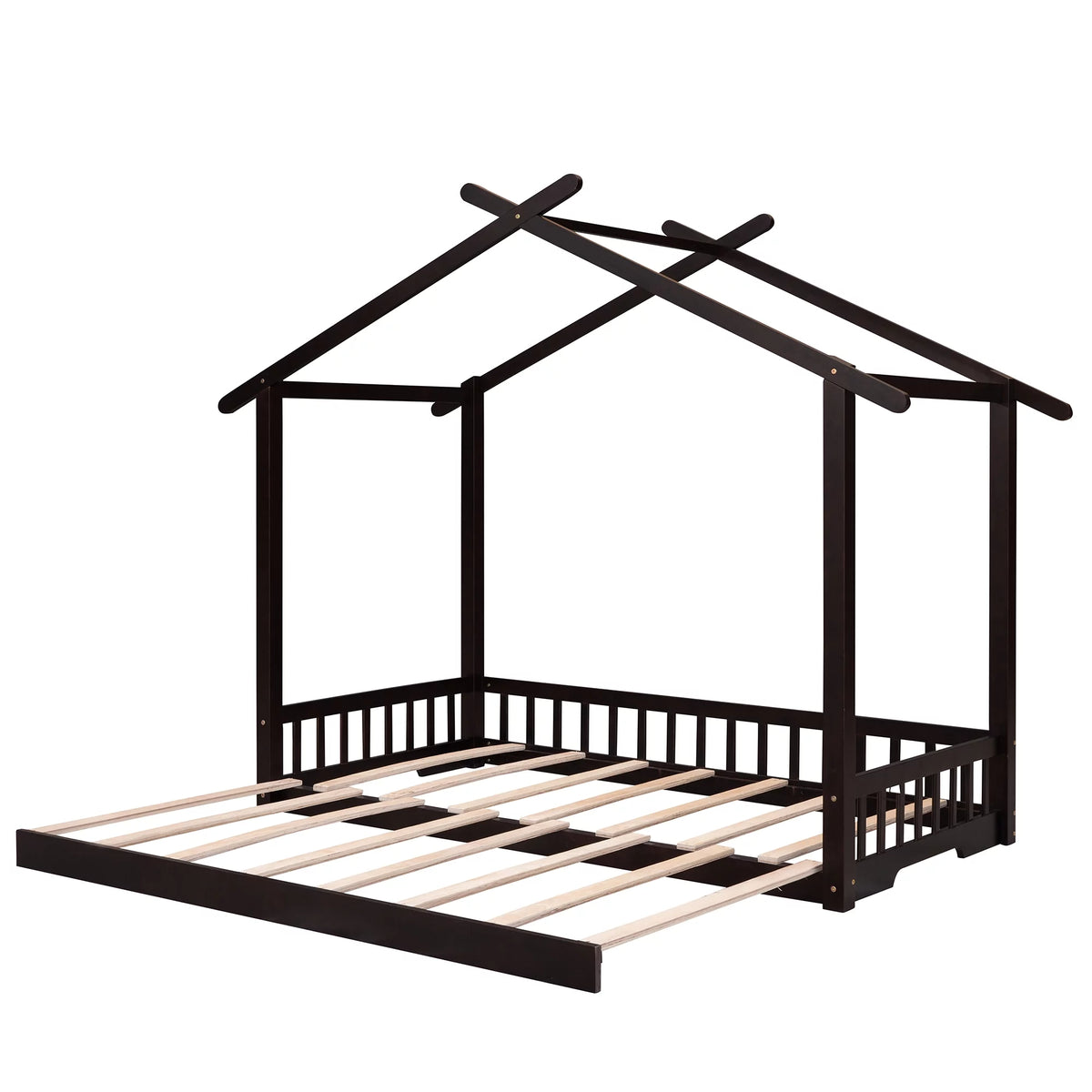 Twin Size Wooden House Bed with Trundle L97214