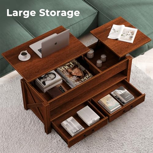 Gray Lift Top Coffee Table with 2 Storage Drawers Y216449