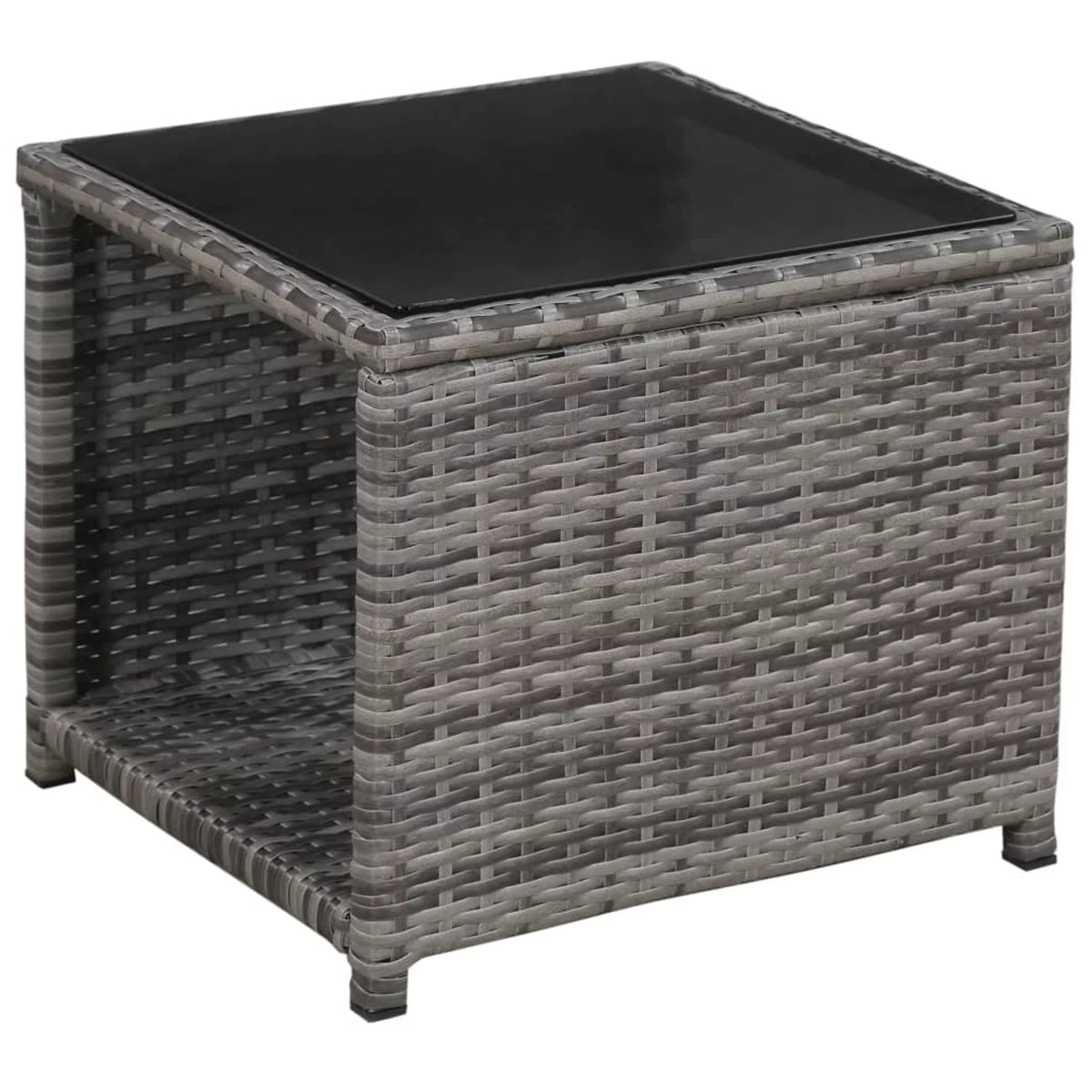 3 Piece Bistro Set with Cushions Poly Rattan Gray W767