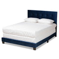 Blue Velvet Upholstered Queen Panel Bed G386705