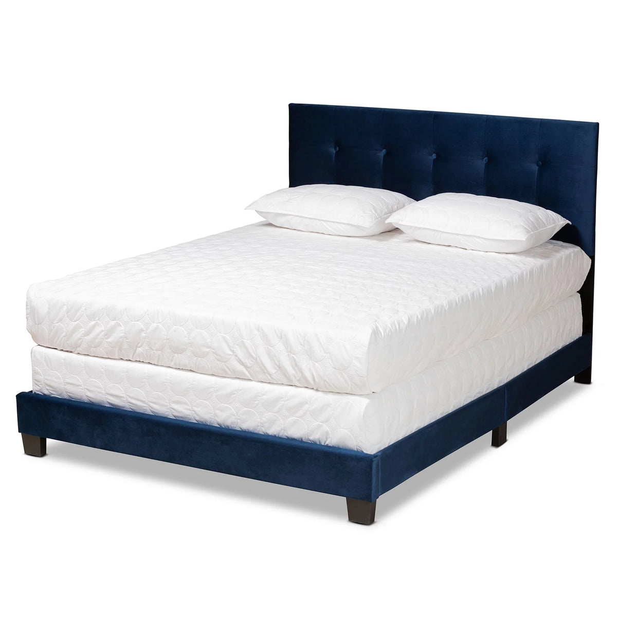Blue Velvet Upholstered Queen Panel Bed G386705
