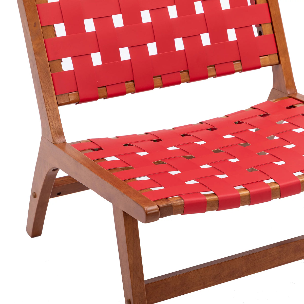 Red Faux Leather Accent Chair with Wood Frame P6651