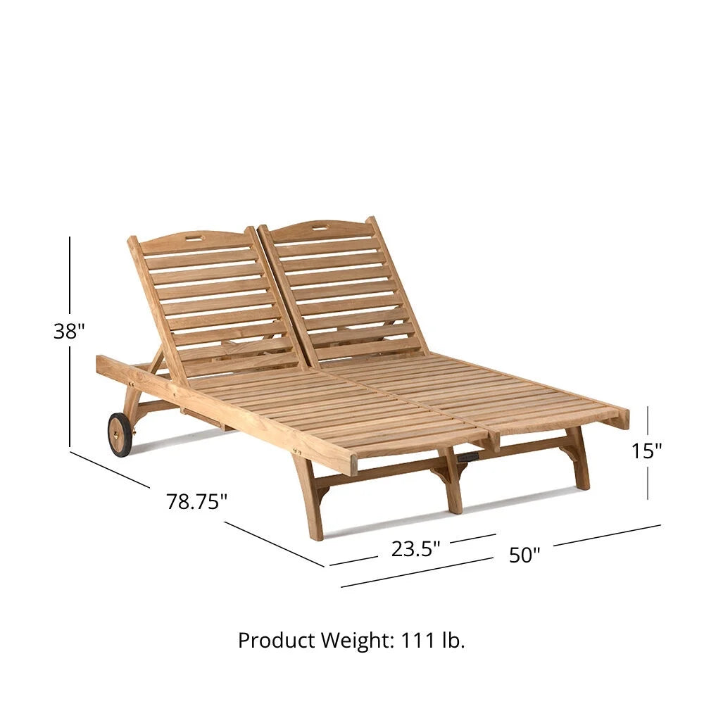 Grade A Teak Double Sun Lounger F247172