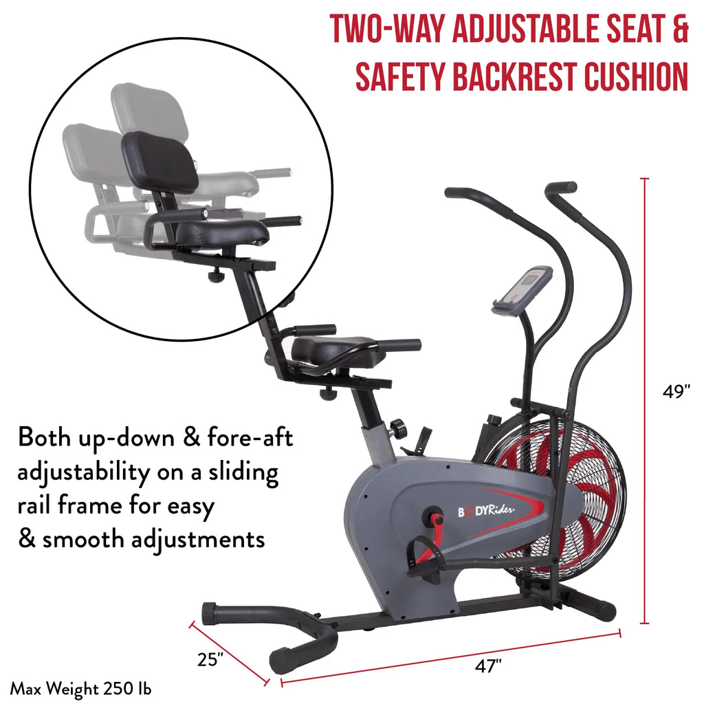 Upright Fan Bike Manual Resistance Heart Rate Monitor D4103