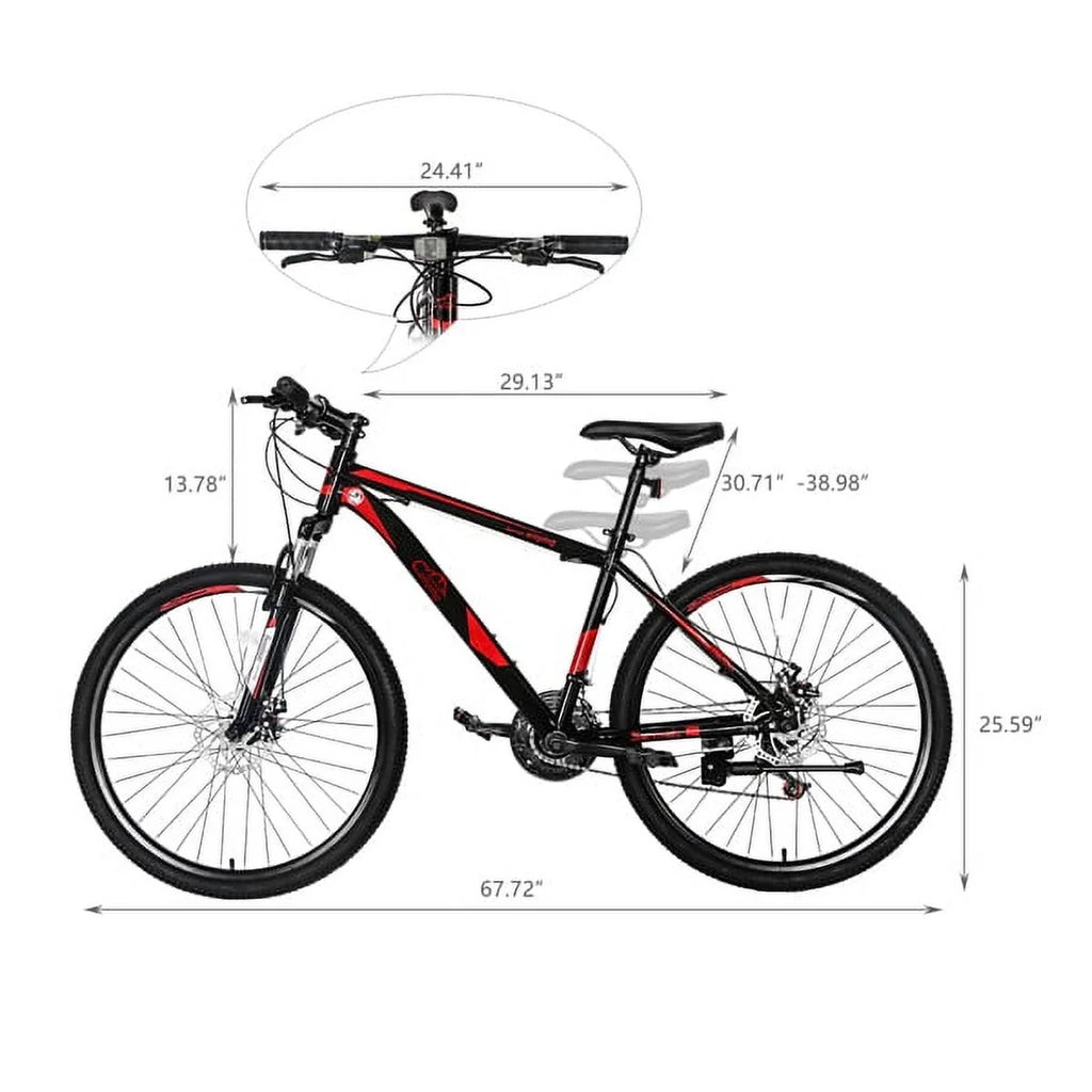 26 Inch 21 Speed Red Black Mountain Bike U327