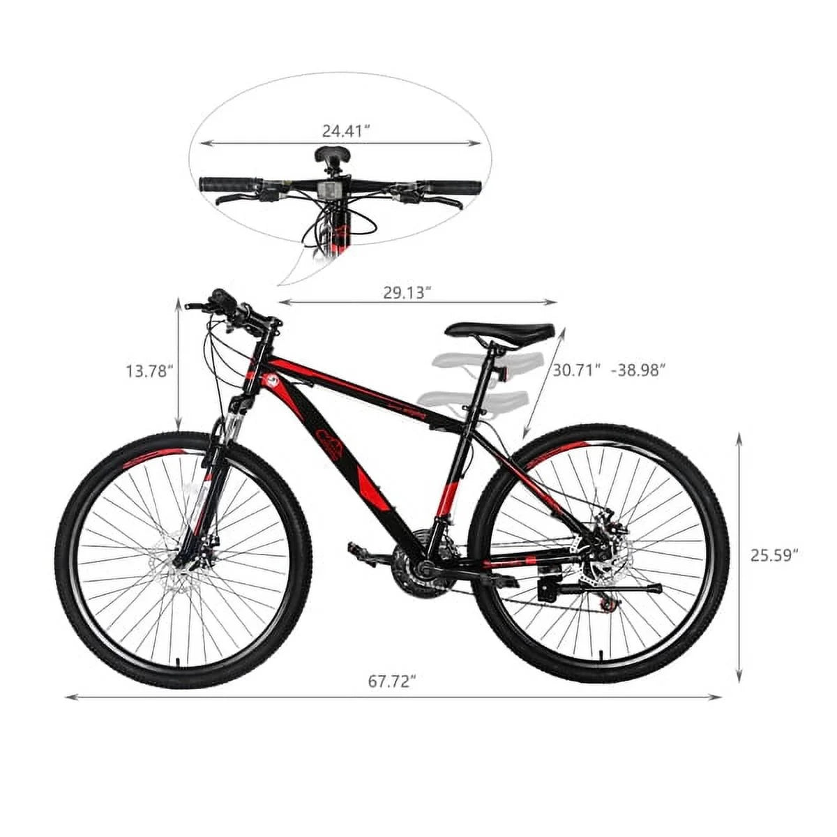 26 Inch 21 Speed Red Black Mountain Bike U327
