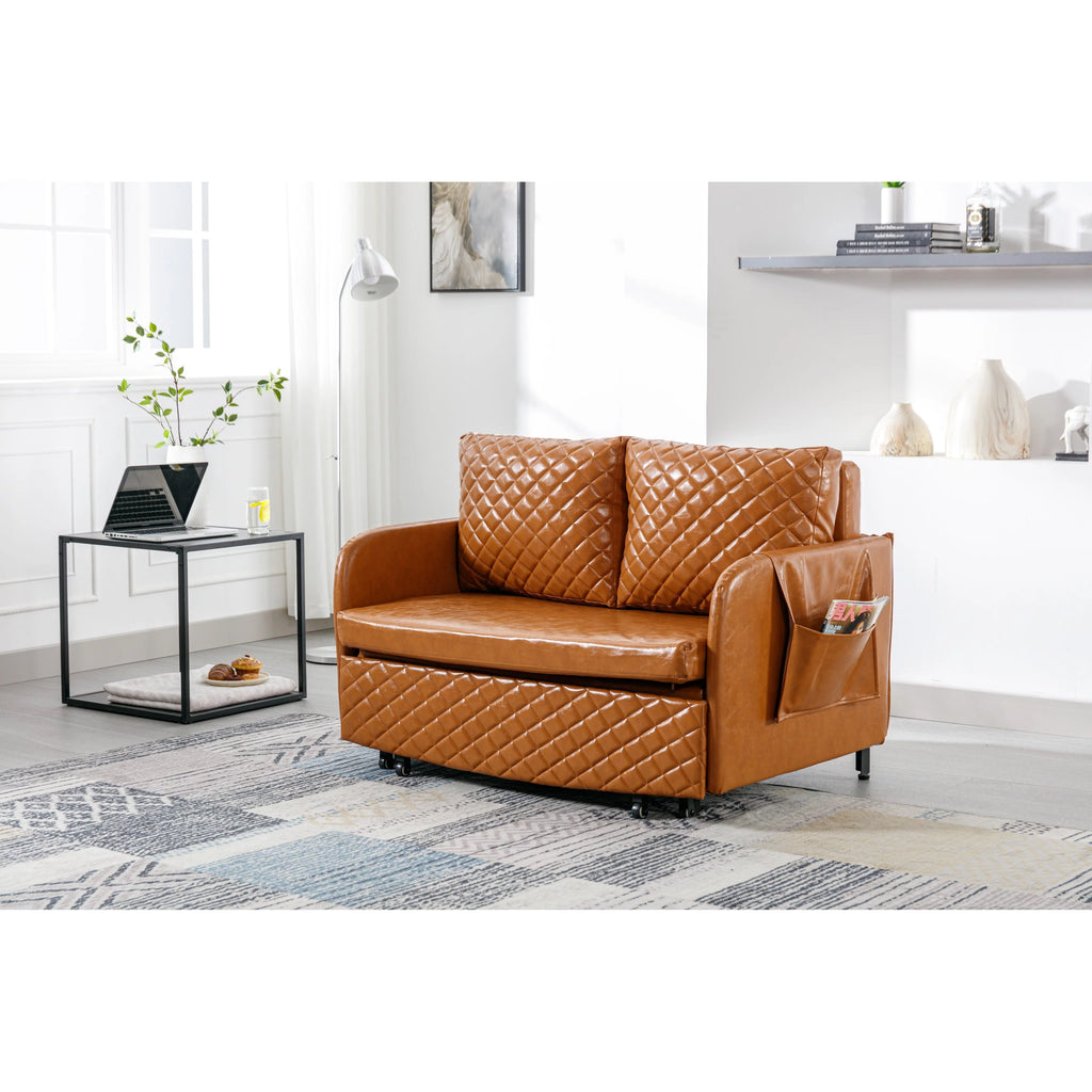 Convertible Sleeper Loveseat Sofa Bed with Headboard U648