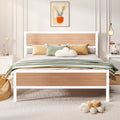 White Full Size Metal Platform Bed Frame with Headboard and Footboard N466587