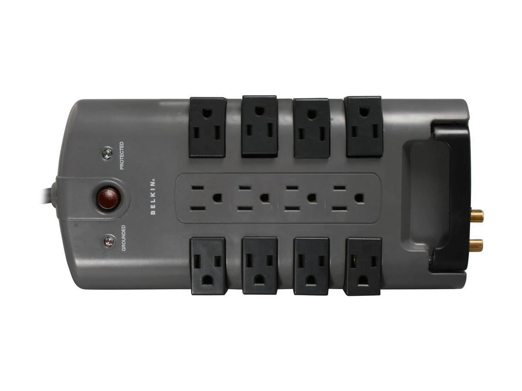 12-Outlet Surge Protector, Black, 8 Foot Cord F1147