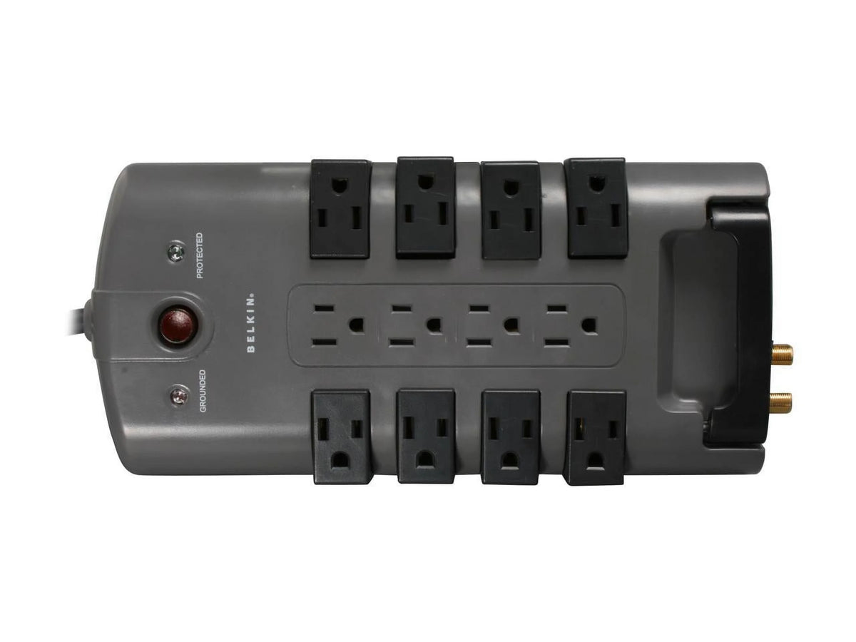 12-Outlet Surge Protector, Black, 8 Foot Cord F1147